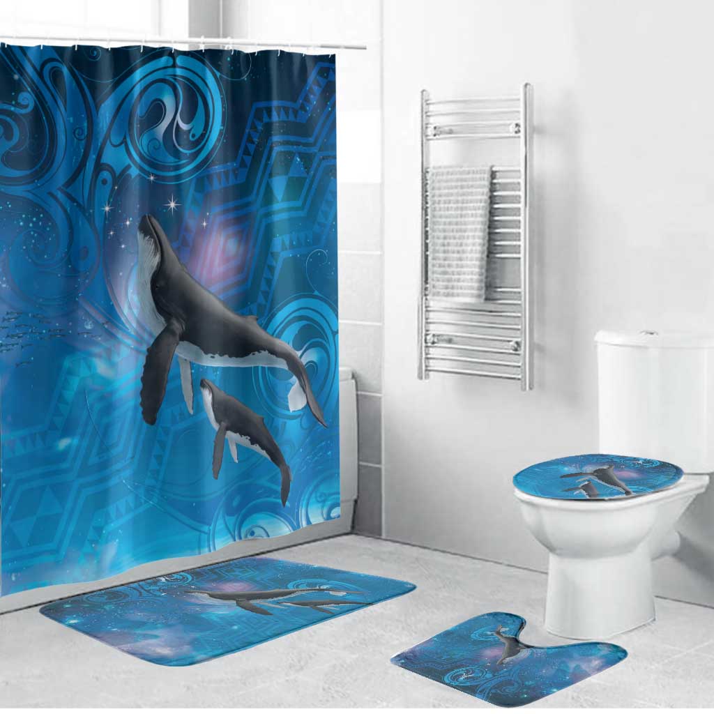 Paikea New Zealand Matariki Bathroom Set Humpback Whale Taniko Motifs Ocean Vibes
