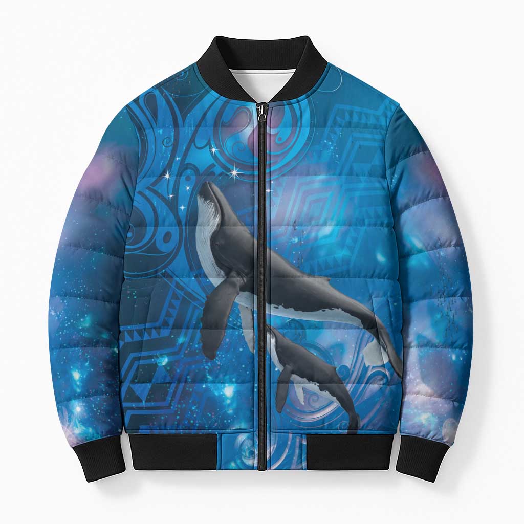 Paikea New Zealand Matariki Bomber Puffer Jacket Humpback Whale Taniko Motifs Ocean Vibes