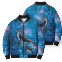Paikea New Zealand Matariki Bomber Puffer Jacket Humpback Whale Taniko Motifs Ocean Vibes