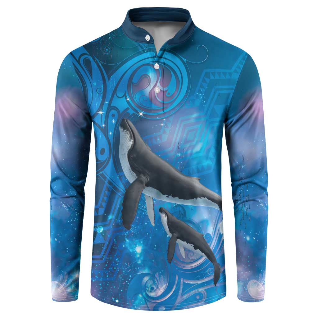 Paikea New Zealand Matariki Button Sweatshirt Humpback Whale Taniko Motifs Ocean Vibes