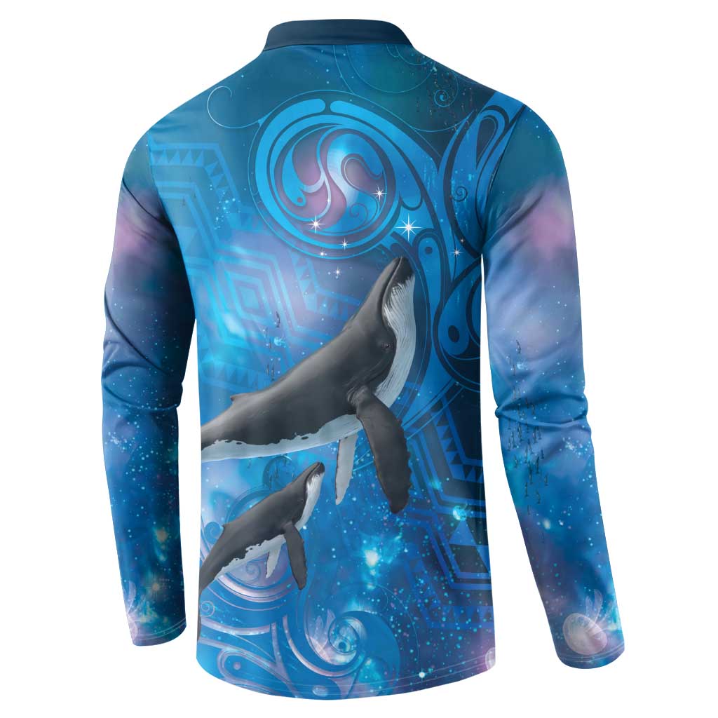 Paikea New Zealand Matariki Button Sweatshirt Humpback Whale Taniko Motifs Ocean Vibes