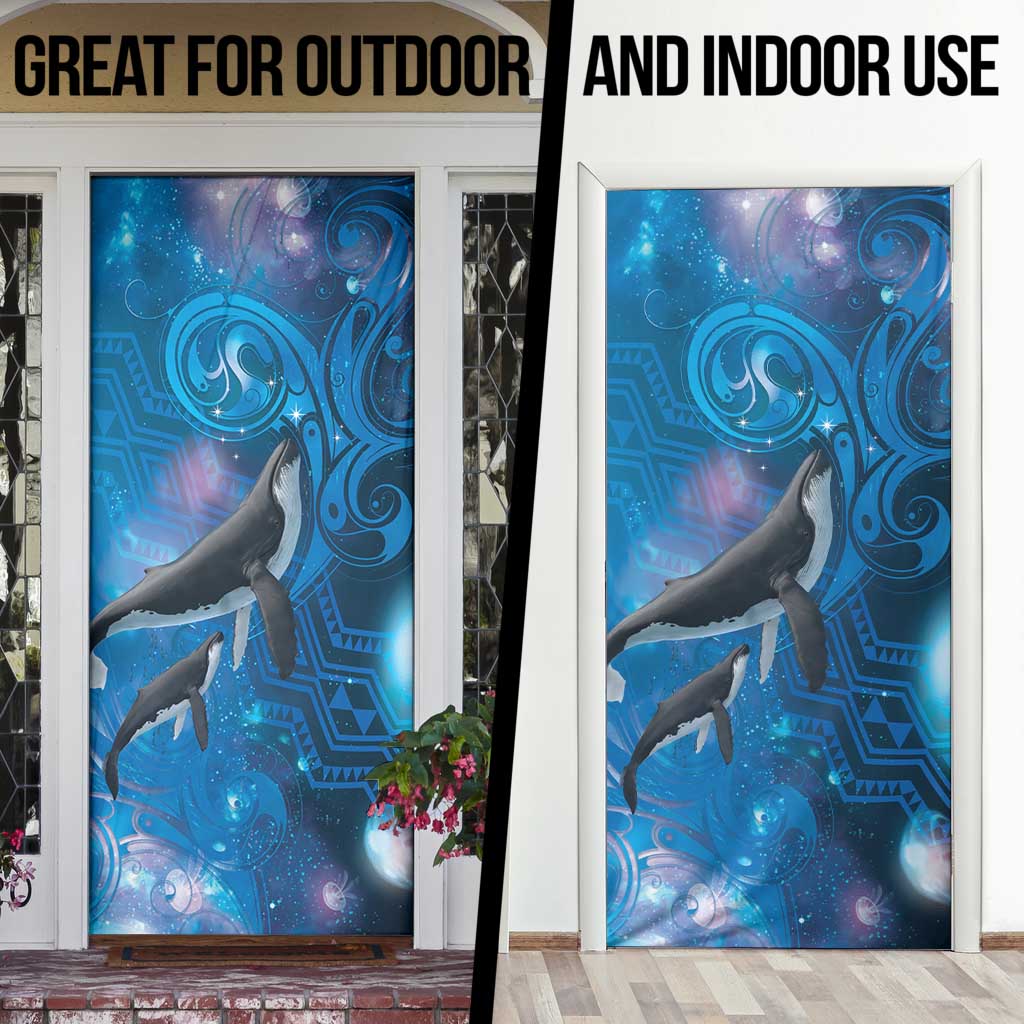 Paikea New Zealand Matariki Door Cover Humpback Whale Taniko Motifs Ocean Vibes