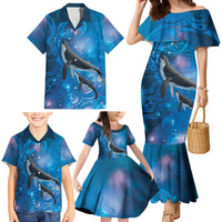 Paikea New Zealand Matariki Family Matching Mermaid Dress and Hawaiian Shirt Humpback Whale Taniko Motifs Ocean Vibes LT14 - Polynesian Pride