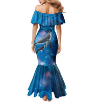 Paikea New Zealand Matariki Family Matching Mermaid Dress and Hawaiian Shirt Humpback Whale Taniko Motifs Ocean Vibes LT14 - Polynesian Pride