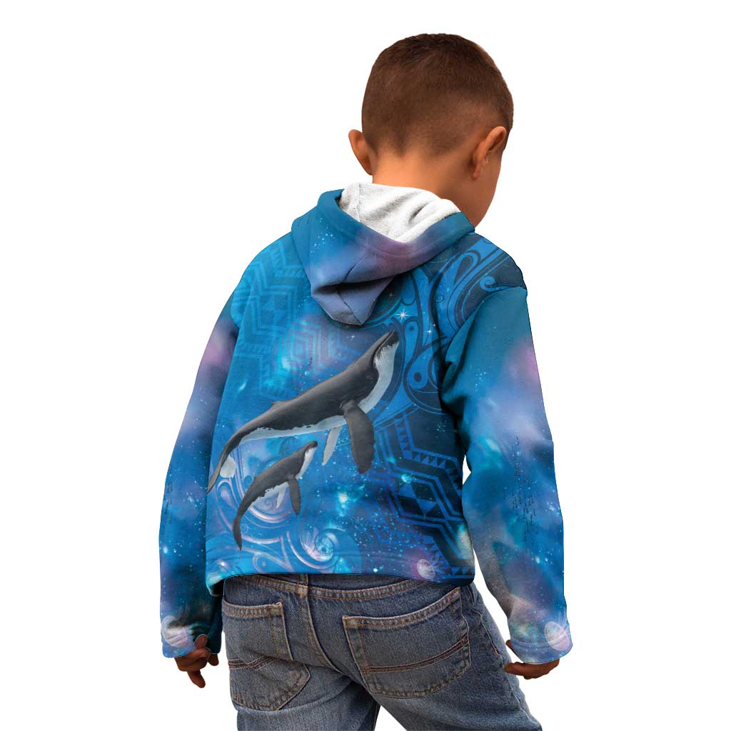 Paikea New Zealand Matariki Kid Hoodie Humpback Whale Taniko Motifs Ocean Vibes
