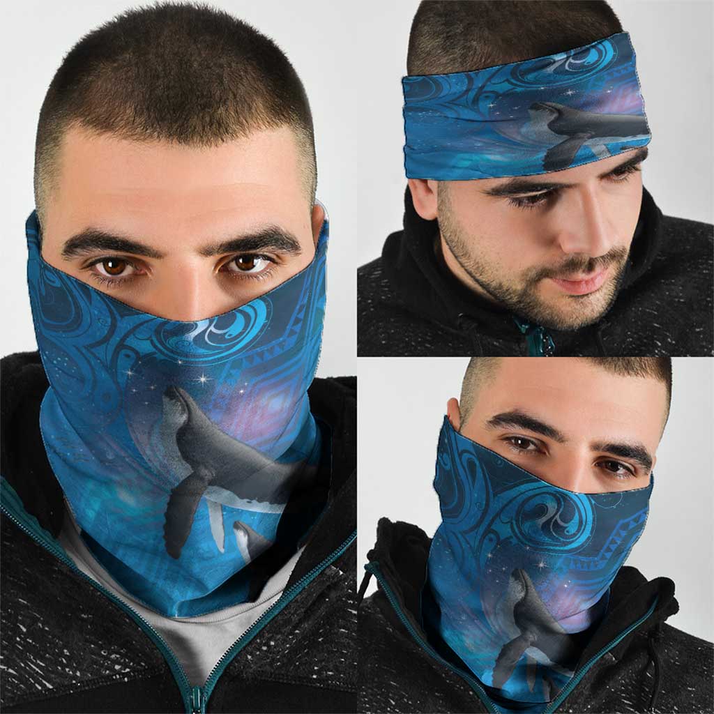 Paikea New Zealand Matariki Neck Gaiter Humpback Whale Taniko Motifs Ocean Vibes
