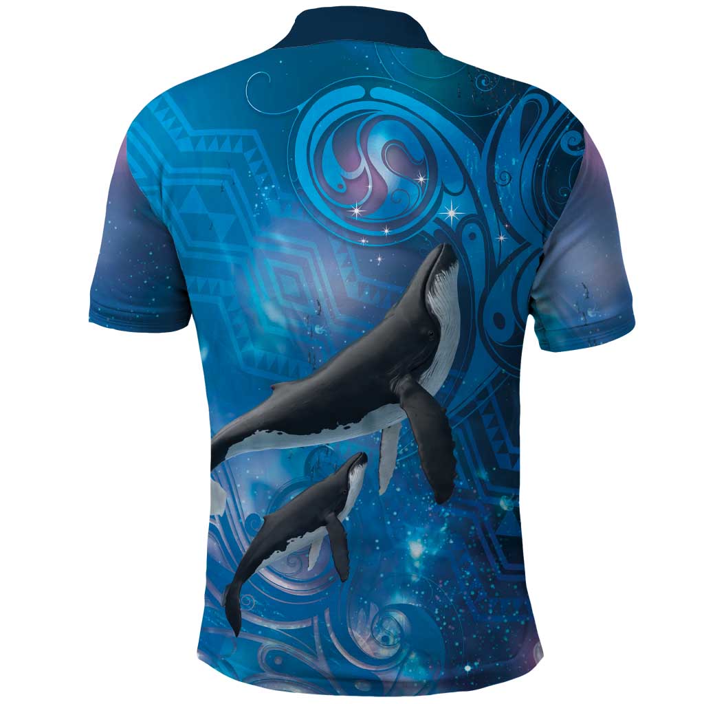 Paikea New Zealand Matariki Polo Shirt Humpback Whale Taniko Motifs Ocean Vibes