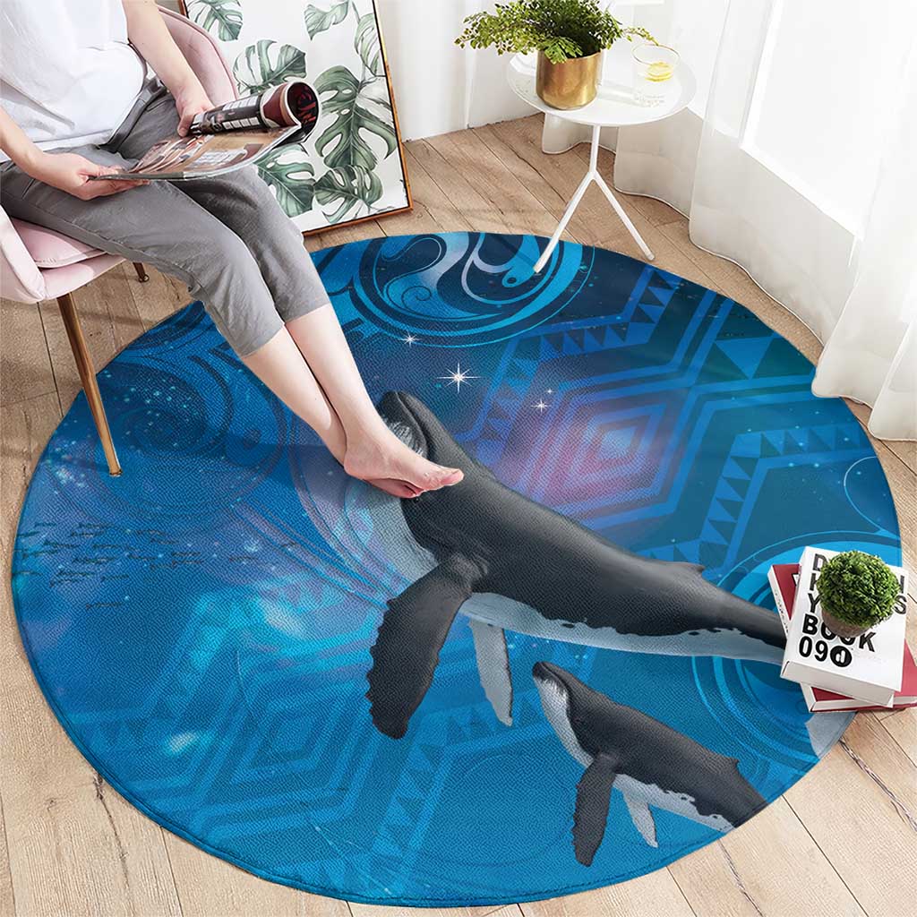 Paikea New Zealand Matariki Round Carpet Humpback Whale Taniko Motifs Ocean Vibes