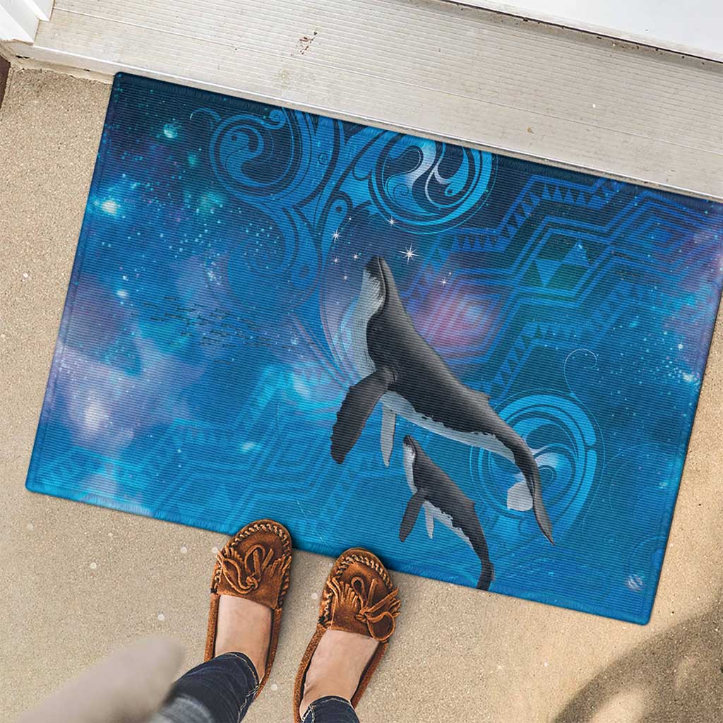 Paikea New Zealand Matariki Rubber Doormat Humpback Whale Taniko Motifs Ocean Vibes