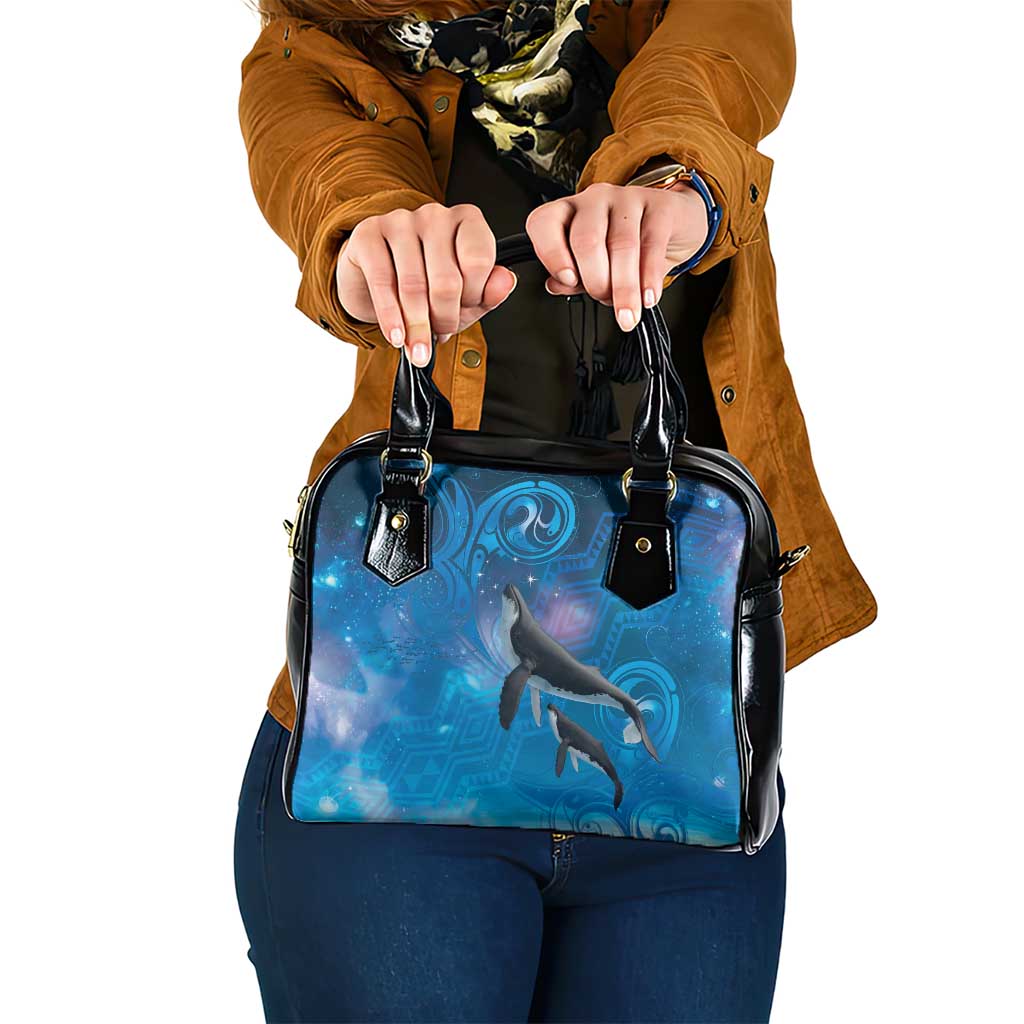 Paikea New Zealand Matariki Shoulder Handbag Humpback Whale Taniko Motifs Ocean Vibes