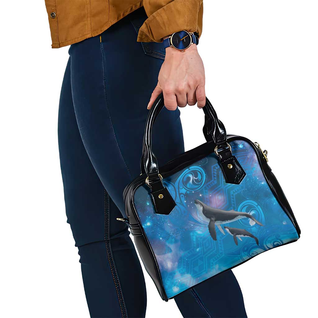 Paikea New Zealand Matariki Shoulder Handbag Humpback Whale Taniko Motifs Ocean Vibes