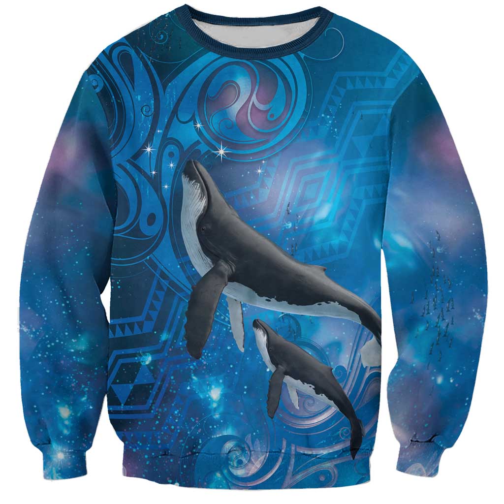Paikea New Zealand Matariki Sweatshirt Humpback Whale Taniko Motifs Ocean Vibes
