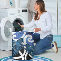 Piwakawaka New Zealand Matariki Laundry Basket Maori New Year Silver Fern Blue Galaxy