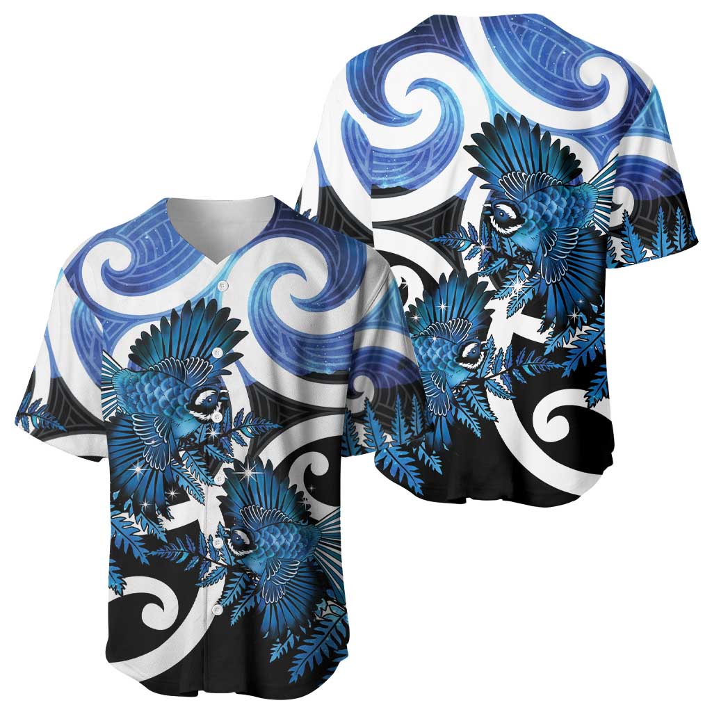 Piwakawaka New Zealand Matariki Baseball Jersey Maori New Year Silver Fern Blue Galaxy