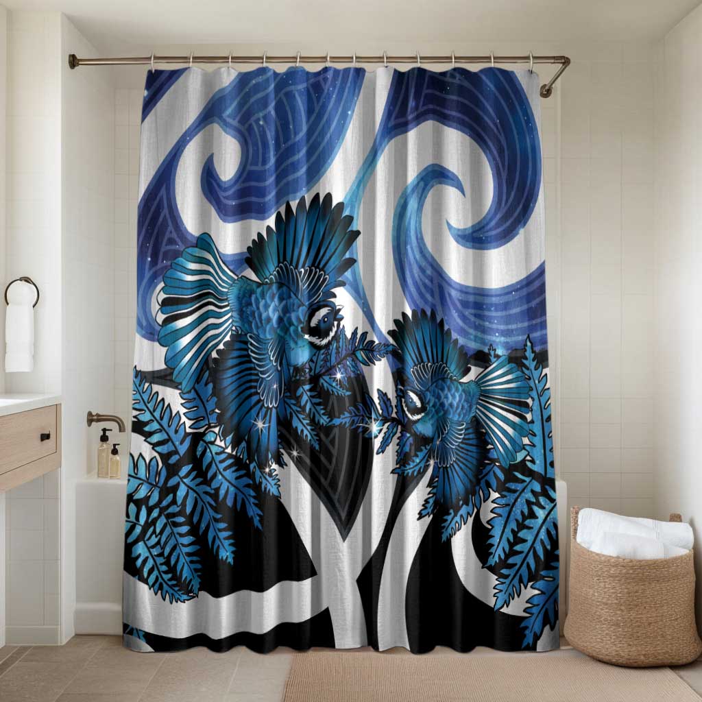 Piwakawaka New Zealand Matariki Bathroom Set Maori New Year Silver Fern Blue Galaxy