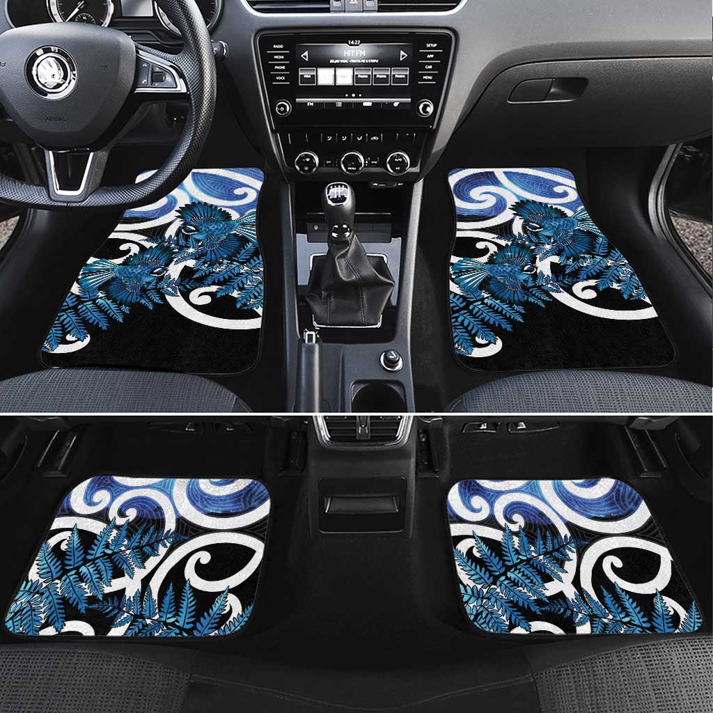 Piwakawaka New Zealand Matariki Car Mats Maori New Year Silver Fern Blue Galaxy