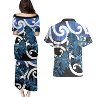 Piwakawaka New Zealand Matariki Couples Matching Puletasi and Hawaiian Shirt Maori New Year Silver Fern Blue Galaxy LT14 - Polynesian Pride