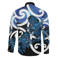 Piwakawaka New Zealand Matariki Family Matching Short Sleeve Bodycon Dress and Hawaiian Shirt Maori New Year Silver Fern Blue Galaxy LT14 - Polynesian Pride