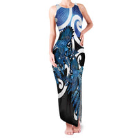 Piwakawaka New Zealand Matariki Family Matching Tank Maxi Dress and Hawaiian Shirt Maori New Year Silver Fern Blue Galaxy LT14 Mom's Dress Blue - Polynesian Pride