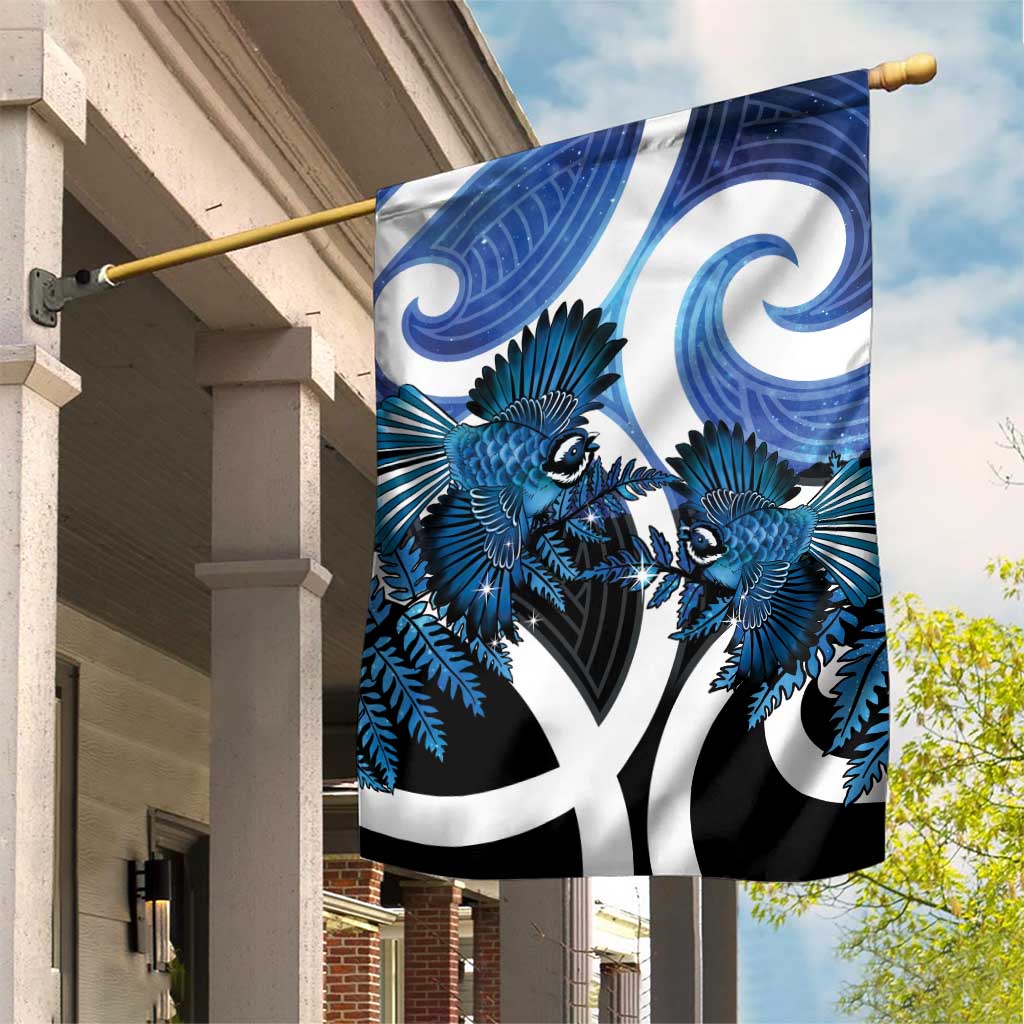 Piwakawaka New Zealand Matariki Garden Flag Maori New Year Silver Fern Blue Galaxy