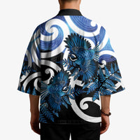 Piwakawaka New Zealand Matariki Kimono Maori New Year Silver Fern Blue Galaxy