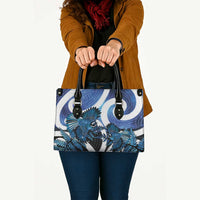 Piwakawaka New Zealand Matariki Leather Bag Maori New Year Silver Fern Blue Galaxy