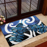 Piwakawaka New Zealand Matariki Rubber Doormat Maori New Year Silver Fern Blue Galaxy