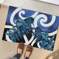 Piwakawaka New Zealand Matariki Rubber Doormat Maori New Year Silver Fern Blue Galaxy