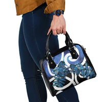 Piwakawaka New Zealand Matariki Shoulder Handbag Maori New Year Silver Fern Blue Galaxy