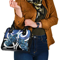 Piwakawaka New Zealand Matariki Shoulder Handbag Maori New Year Silver Fern Blue Galaxy
