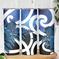 Piwakawaka New Zealand Matariki Skinny Tumbler Maori New Year Silver Fern Blue Galaxy LT14 - Polynesian Pride