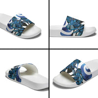 Piwakawaka New Zealand Matariki Slide Sandals Maori New Year Silver Fern Blue Galaxy