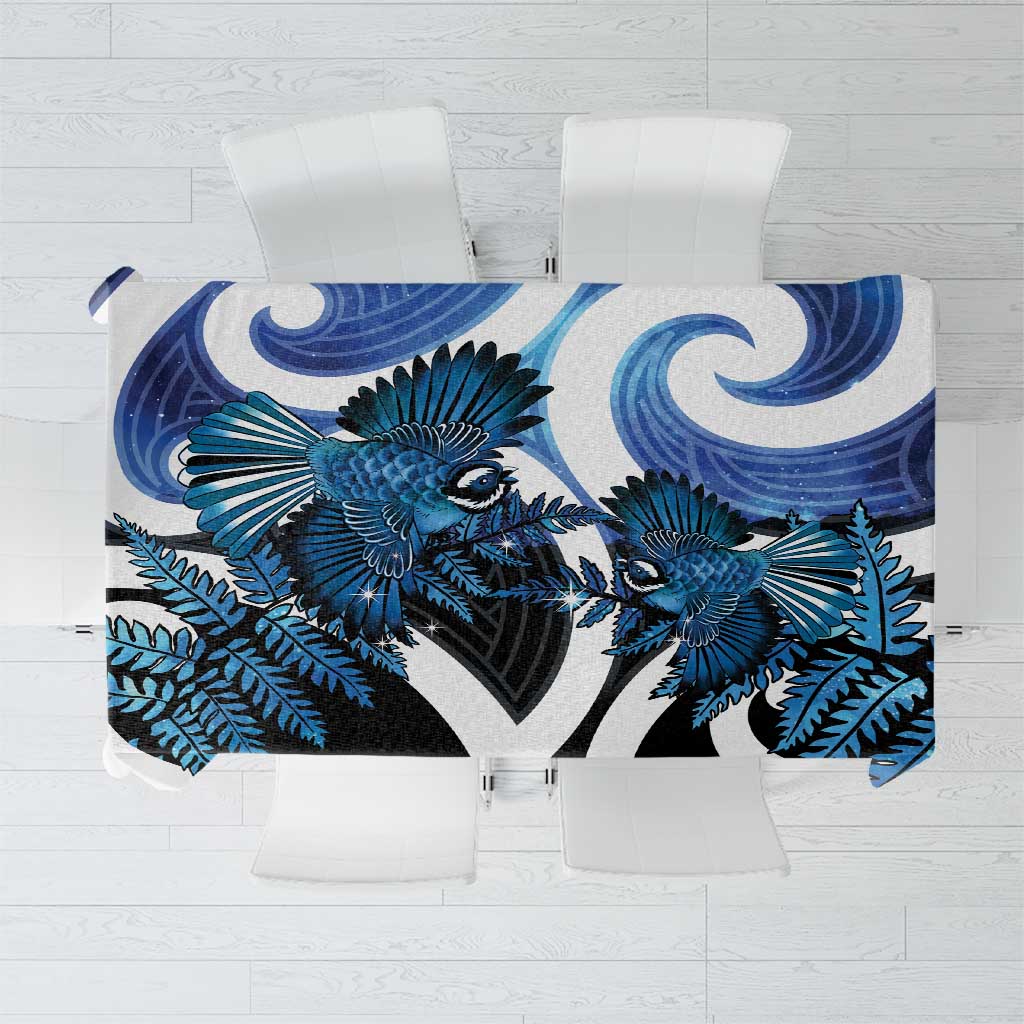 Piwakawaka New Zealand Matariki Tablecloth Maori New Year Silver Fern Blue Galaxy