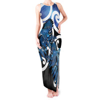 Piwakawaka New Zealand Matariki Tank Maxi Dress Maori New Year Silver Fern Blue Galaxy