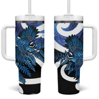 Piwakawaka New Zealand Matariki Tumbler With Handle Maori New Year Silver Fern Blue Galaxy LT14 One Size: 40 oz Blue - Polynesian Pride
