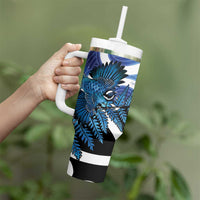 Piwakawaka New Zealand Matariki Tumbler With Handle Maori New Year Silver Fern Blue Galaxy LT14 - Polynesian Pride