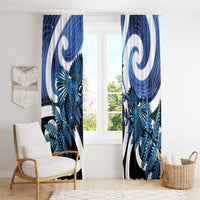 Piwakawaka New Zealand Matariki Window Curtain Maori New Year Silver Fern Blue Galaxy