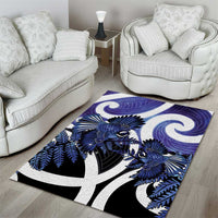 Piwakawaka New Zealand Matariki Area Rug Maori New Year Silver Fern Purple Galaxy LT14 - Polynesian Pride