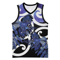 Piwakawaka New Zealand Matariki Basketball Jersey Maori New Year Silver Fern Purple Galaxy LT14 Unisex Purple - Polynesian Pride