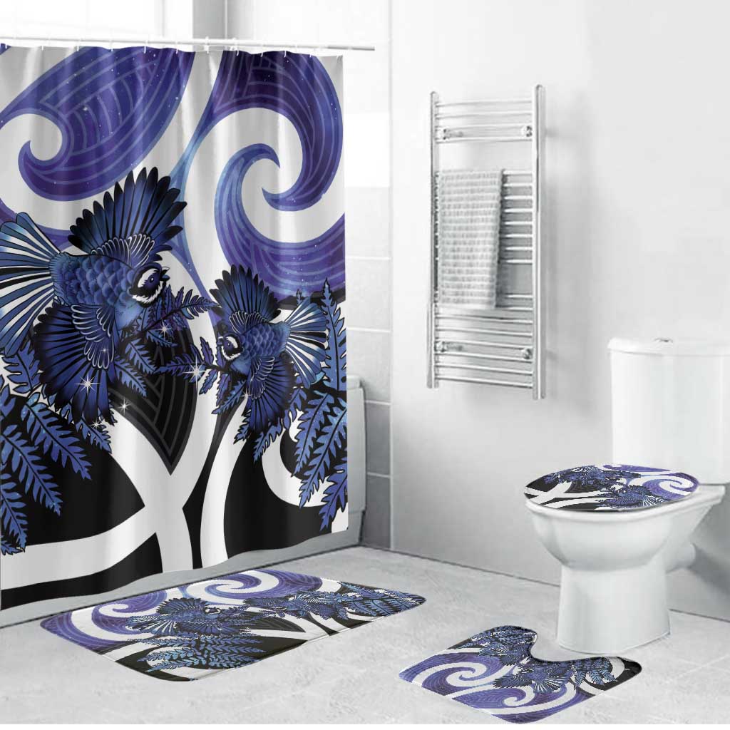 Piwakawaka New Zealand Matariki Bathroom Set Maori New Year Silver Fern Purple Galaxy LT14 Bathroom Set (4 pcs) Purple - Polynesian Pride
