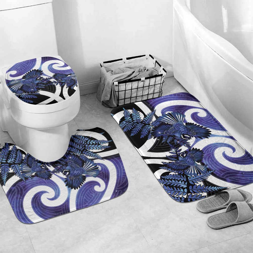 Piwakawaka New Zealand Matariki Bathroom Set Maori New Year Silver Fern Purple Galaxy LT14 Mat Set Only (3 pcs) One Size Purple - Polynesian Pride