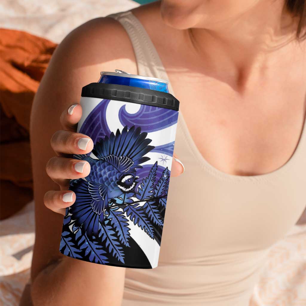 Piwakawaka New Zealand Matariki 4 in 1 Can Cooler Tumbler Maori New Year Silver Fern Purple Galaxy LT14 - Polynesian Pride