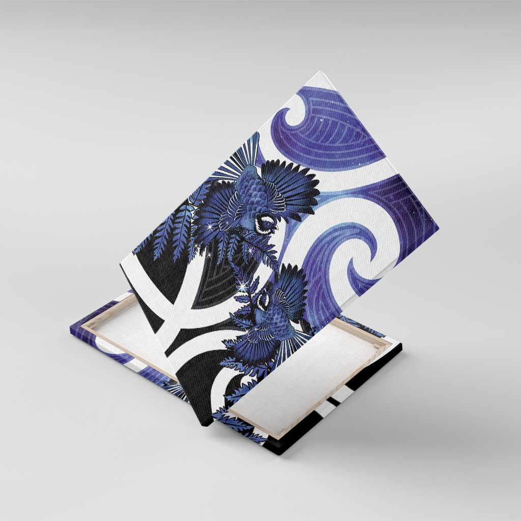 Piwakawaka New Zealand Matariki Canvas Wall Art Maori New Year Silver Fern Purple Galaxy LT14 With Frame Purple - Polynesian Pride