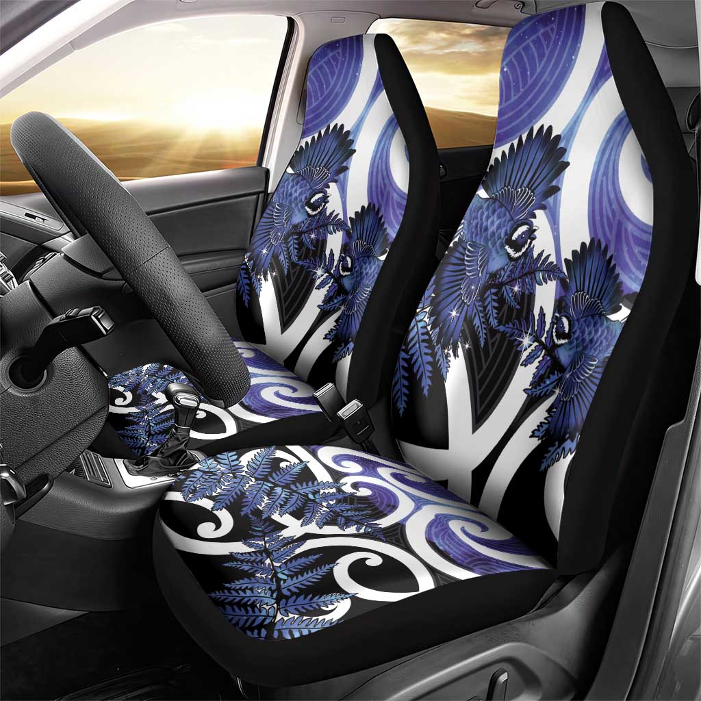 Piwakawaka New Zealand Matariki Car Seat Cover Maori New Year Silver Fern Purple Galaxy LT14 - Polynesian Pride