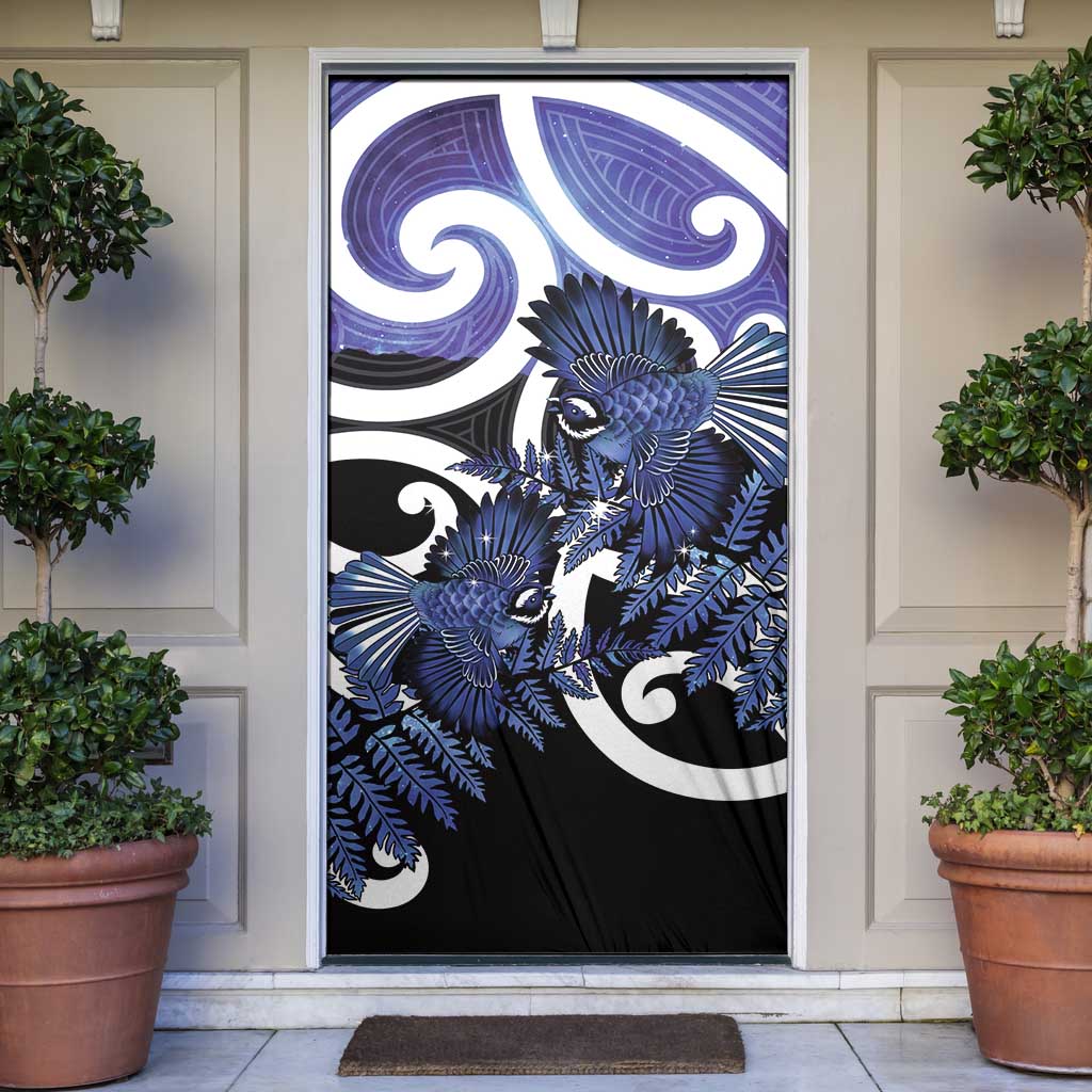 Piwakawaka New Zealand Matariki Door Cover Maori New Year Silver Fern Purple Galaxy LT14 Purple - Polynesian Pride