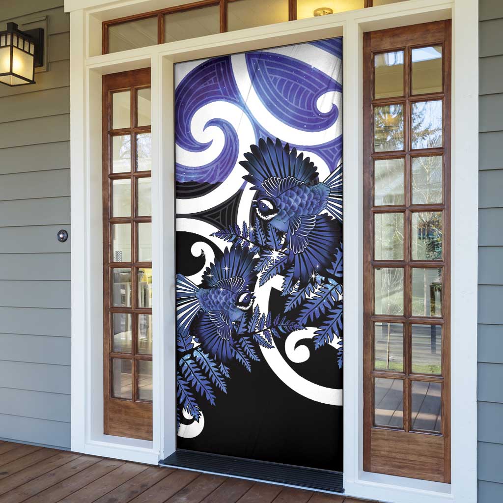 Piwakawaka New Zealand Matariki Door Cover Maori New Year Silver Fern Purple Galaxy LT14 - Polynesian Pride