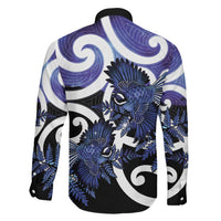 Piwakawaka New Zealand Matariki Family Matching Off Shoulder Short Dress and Hawaiian Shirt Maori New Year Silver Fern Purple Galaxy LT14 - Polynesian Pride
