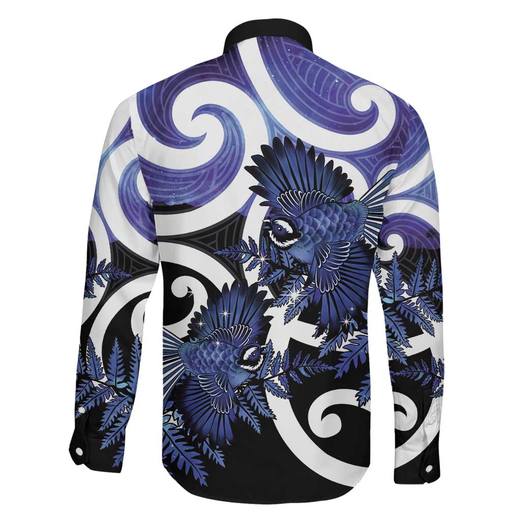Piwakawaka New Zealand Matariki Family Matching Puletasi and Hawaiian Shirt Maori New Year Silver Fern Purple Galaxy LT14 - Polynesian Pride