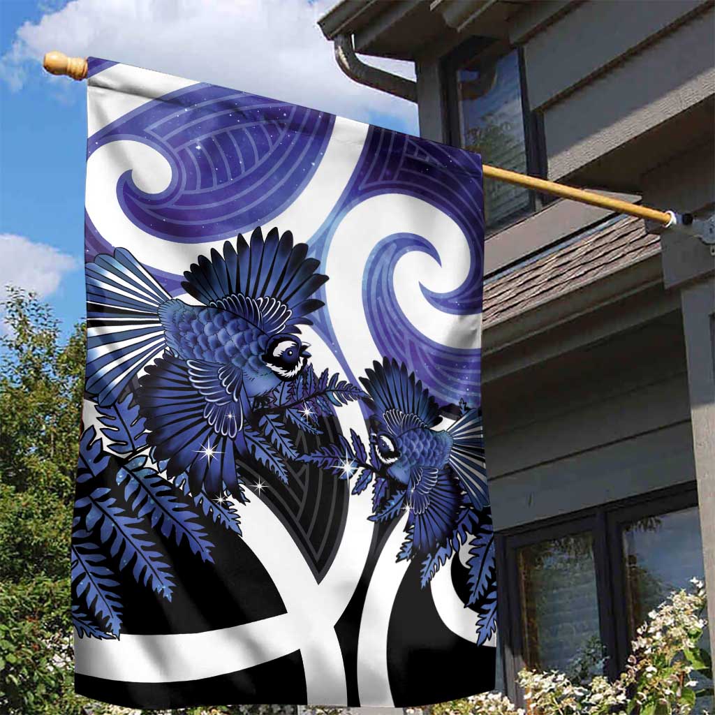 Piwakawaka New Zealand Matariki Garden Flag Maori New Year Silver Fern Purple Galaxy LT14 - Polynesian Pride