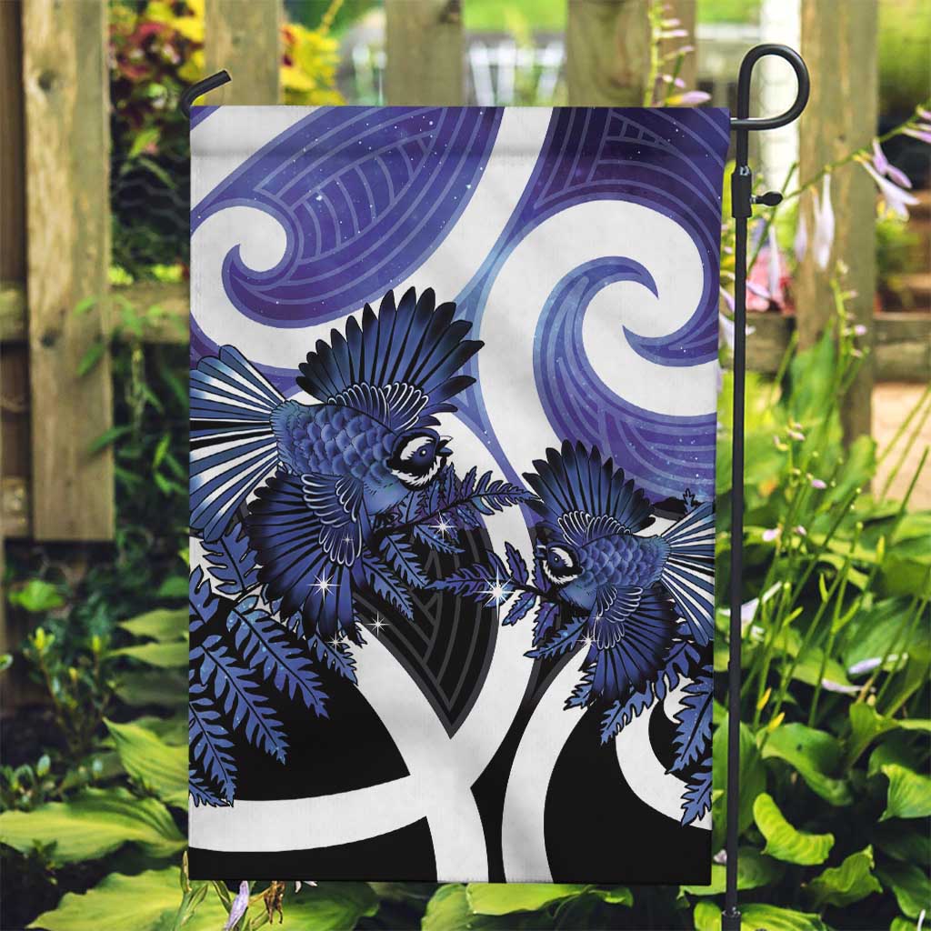 Piwakawaka New Zealand Matariki Garden Flag Maori New Year Silver Fern Purple Galaxy LT14 Garden Flag Purple - Polynesian Pride